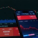 stock market trading app displaying financial data